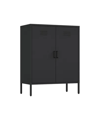 Manhattan Comfort Naomi Modern Accent Cabinet With 3 Adjustable Shelves In Gray