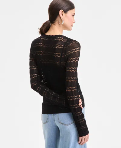 Inc International Concepts Women's Pointelle Cardigan Sweater, Exclusively At Macy's In Black