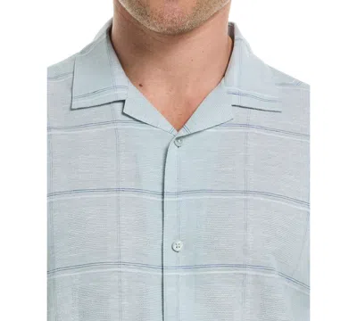 Cubavera Men's Classic-fit Dobby Windowpane-print Button-down Camp Shirt In Blue