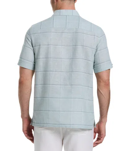Cubavera Men's Classic-fit Dobby Windowpane-print Button-down Camp Shirt In Blue