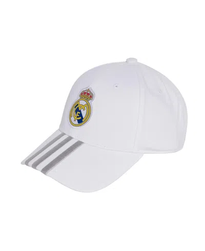 Adidas Originals Men's And Women's White Real Madrid 3-stripe Dad Adjustable Hat In White