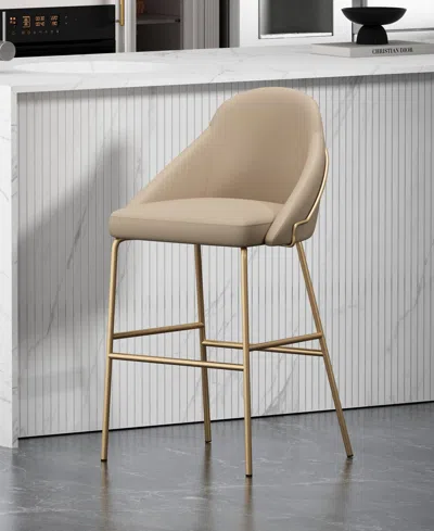 Manhattan Comfort 41.1" Faux Leather Gracie Barstool In Neutral