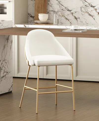 Manhattan Comfort Gracie Modern Leatherette Counter Stool With Steel Legs In White