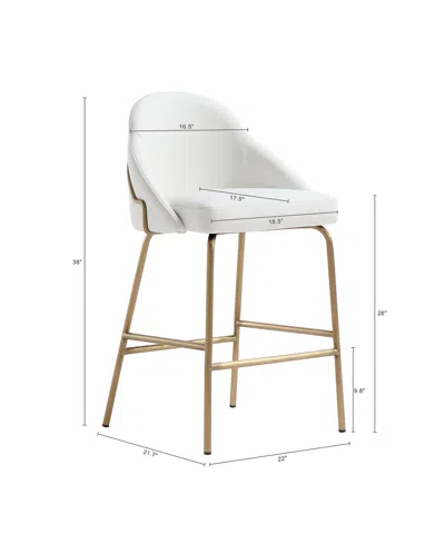 Manhattan Comfort Gracie Modern Leatherette Counter Stool With Steel Legs In White