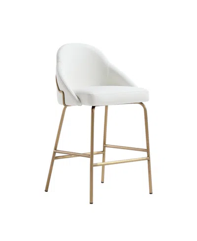 Manhattan Comfort Gracie Modern Leatherette Counter Stool With Steel Legs In White