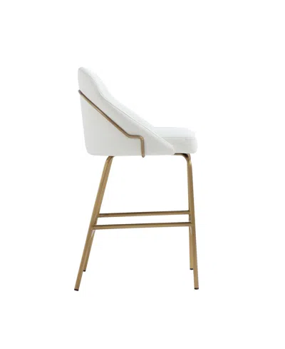 Manhattan Comfort Gracie Modern Leatherette Counter Stool With Steel Legs In White