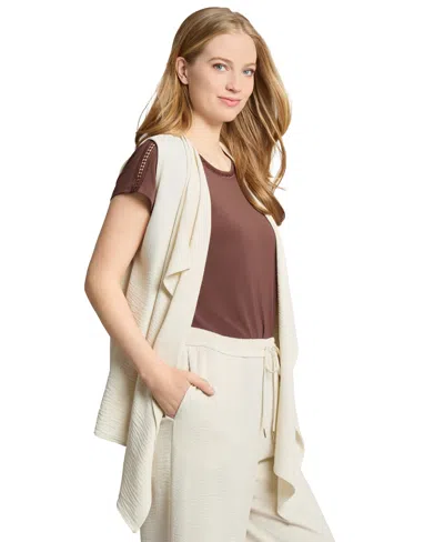 Jones New York Cascade Open Front Vest In White