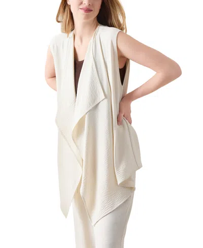Jones New York Cascade Open Front Vest In White