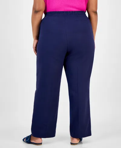 Jones New York Plus Size Linen-blend Drawstring Pants In Multi