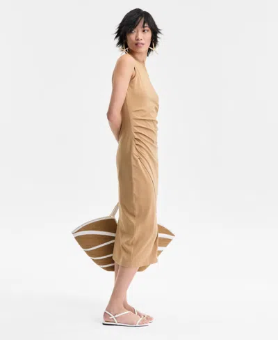 Inc International Concepts Women's Faux-wrap Midi Dress, Exclusively At Macy's In Neutral