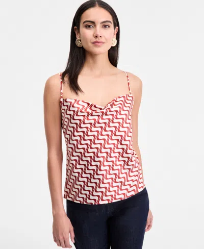 Inc International Concepts Women's Animal-print Cowlneck Camisole Top, Exclusively At Macy's In Red