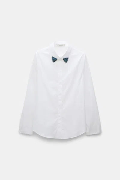 Dorothee Schumacher Stretch Cotton Poplin Shirt With Embroidered Collar In White