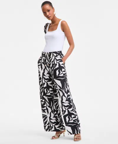 Inc International Concepts Womens Printed Wide Leg Pants P Xs 3x Exclusively At Macys In Black