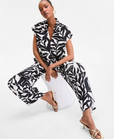 Inc International Concepts Womens Printed Wide Leg Pants P Xs 3x Exclusively At Macys In Black