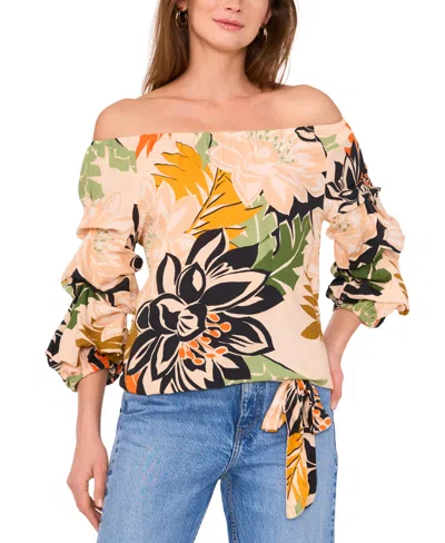 Vince Camuto Floral Off The Shoulder Bubble Sleeve Top In Multi