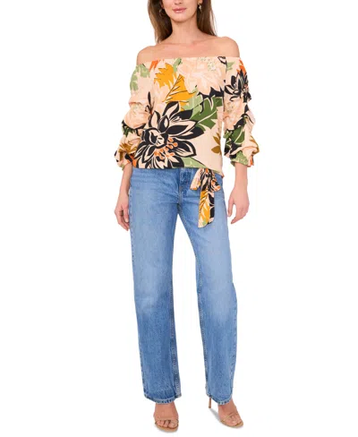 Vince Camuto Floral Off The Shoulder Bubble Sleeve Top In Multi