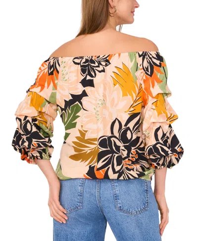 Vince Camuto Floral Off The Shoulder Bubble Sleeve Top In Multi