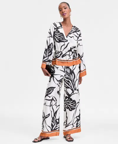Inc International Concepts Women's Printed Peplum Top, Exclusively At Macy's In White
