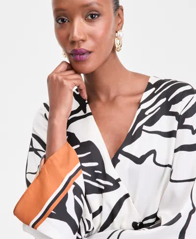 Inc International Concepts Women's Printed Peplum Top, Exclusively At Macy's In White