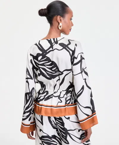 Inc International Concepts Women's Printed Peplum Top, Exclusively At Macy's In White