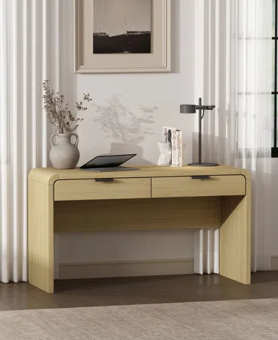 Manhattan Comfort 54" Medium Density Fiberboard Grace Modern 2-drawer Home Office Desk In Neutral