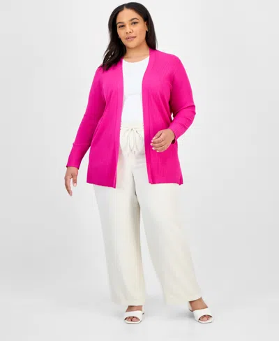 Jones New York Plus Size Sutton Open-front Cardigan In Pink