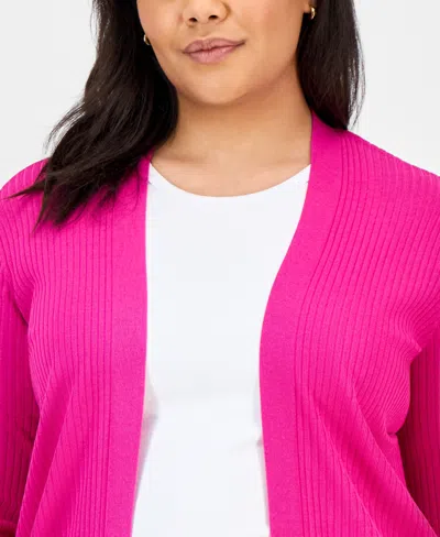 Jones New York Plus Size Sutton Open-front Cardigan In Pink