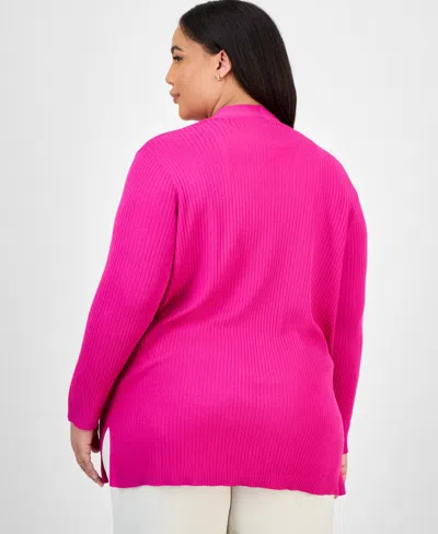 Jones New York Plus Size Sutton Open-front Cardigan In Pink