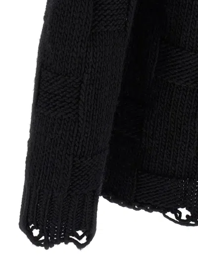Golden Goose Journey Distressed Checkerboard Wool Sweater In Black