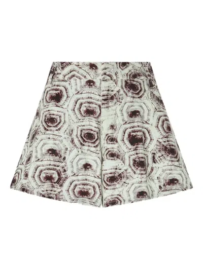 Genny Turtle-print A-line Shorts In Gray