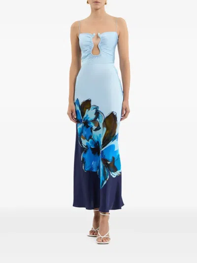 Rebecca Vallance Cyran Midikleid In Blue