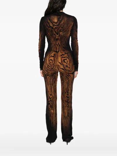 Jean Paul Gaultier Women Mesh Long Slevees The Wood Print Top In Multi