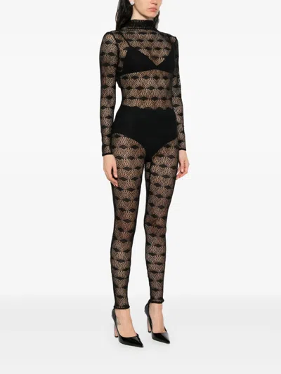 Atu Body Couture Mock-neck Lace Jumpsuit