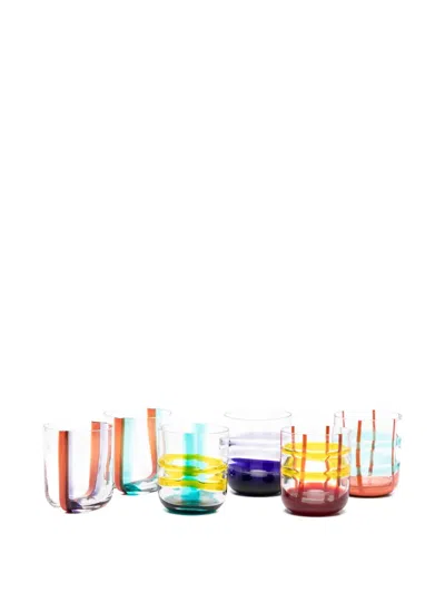 Ichendorf Milano Striped Glass Tumblers (set Of Six) In Multi