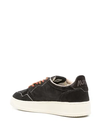 Autry Medalist Pony-fur Sneakers In Black