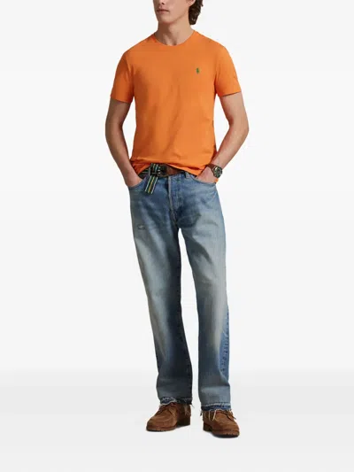 Polo Ralph Lauren Crew-neck Jersey T-shirt In Orange