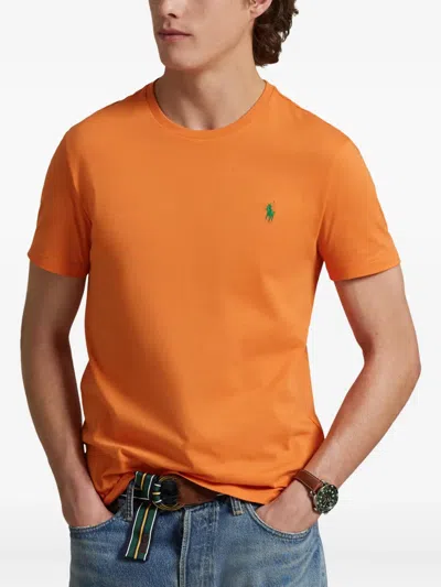 Polo Ralph Lauren Crew-neck Jersey T-shirt In Orange