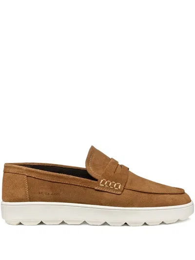 Geox Spherica Ecub-1 Penny-slot Loafers In Brown