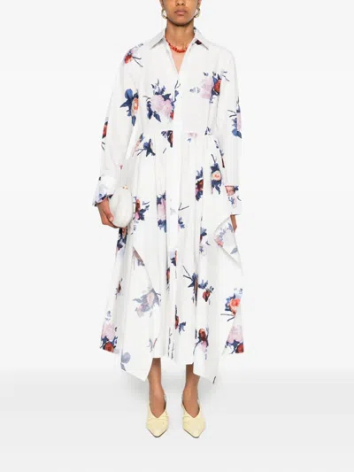 Erdem Floral-print Midi Dress In White