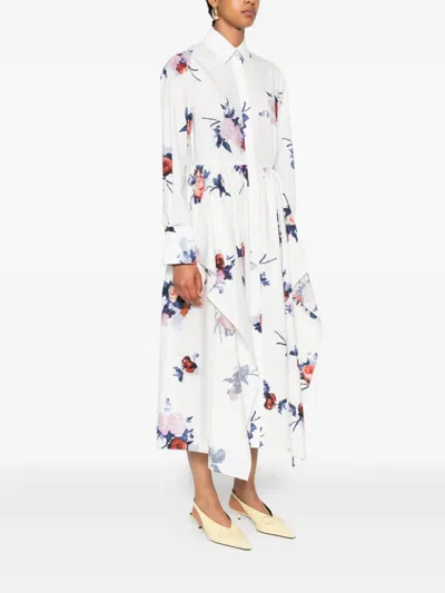 Erdem Floral-print Midi Dress In White