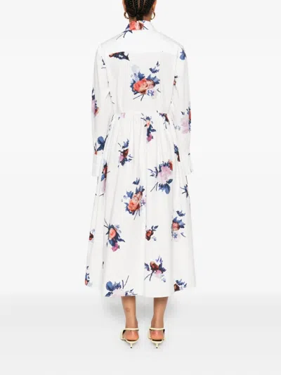 Erdem Floral-print Midi Dress In White