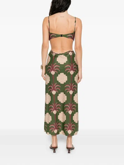 Johanna Ortiz Jungle Geometry Cutout Jersey Midi Dress In Green