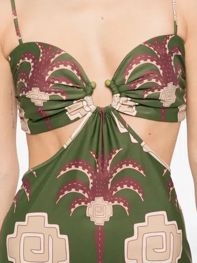 Johanna Ortiz Jungle Geometry Cutout Jersey Midi Dress In Green