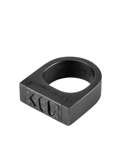 Parts Of Four Plate Single Three-diamond-slab Ring In Black