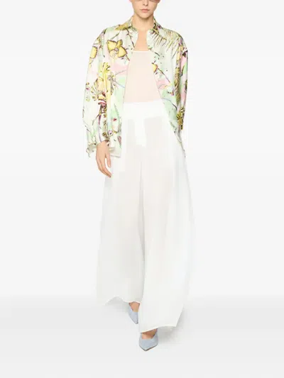 Genny Pleated Wide-leg Trousers In White