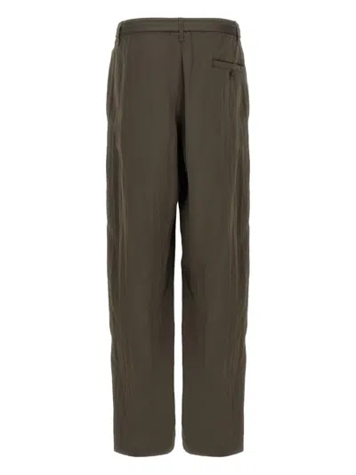 Lemaire Men Relaxed Pants With Belt In Green