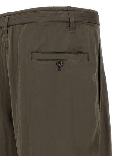 Lemaire Men Relaxed Pants With Belt In Green