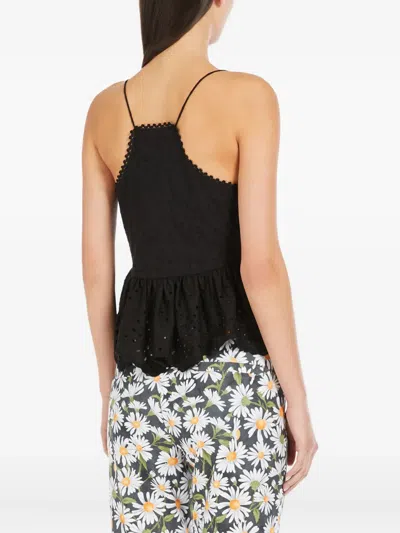 Weekend Max Mara Asburgo Broderie Anglaise Peplum Top In Black