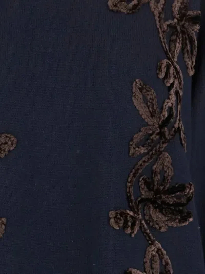 Jil Sander Wool Sweater With Floral Pattern In Blue