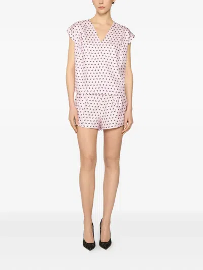 Genny Floral-print V-neck Top In Pink